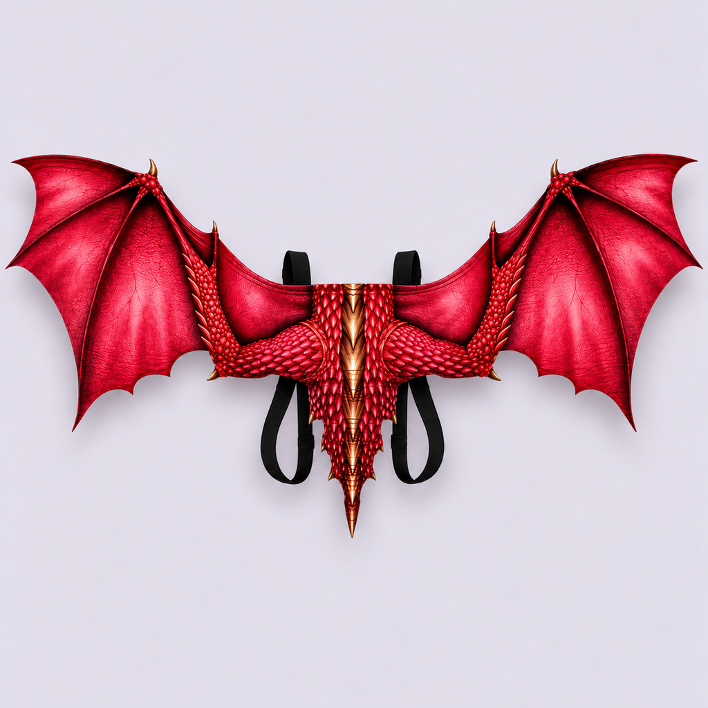 Red Dragon Wings – Large Fabric Cosplay Wings for Adults & Teens | Halloween Costume Accessory