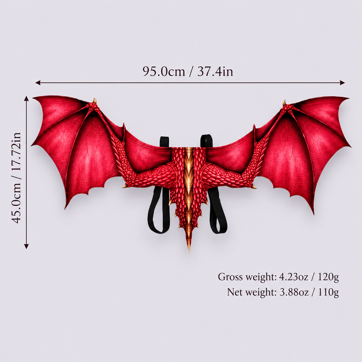 Red Dragon Wings – Large Fabric Cosplay Wings for Adults & Teens | Halloween Costume Accessory