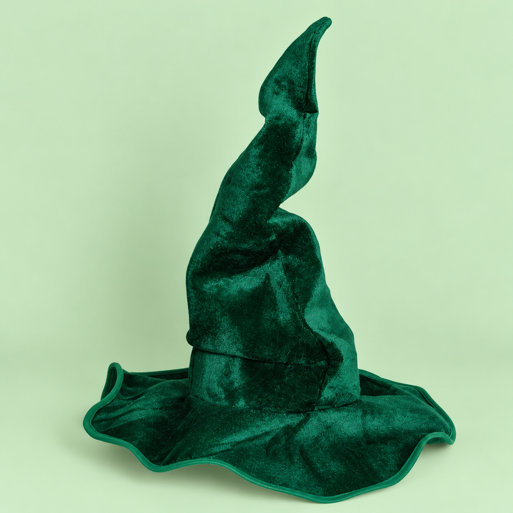 Tall Wide-Brim Velour Witch & Wizard Hat