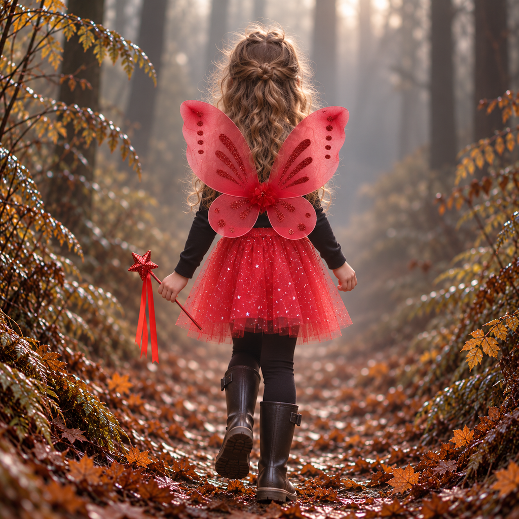 Red Butterfly Fairy Wings for Adults & Children | Optional Tutu & Wand