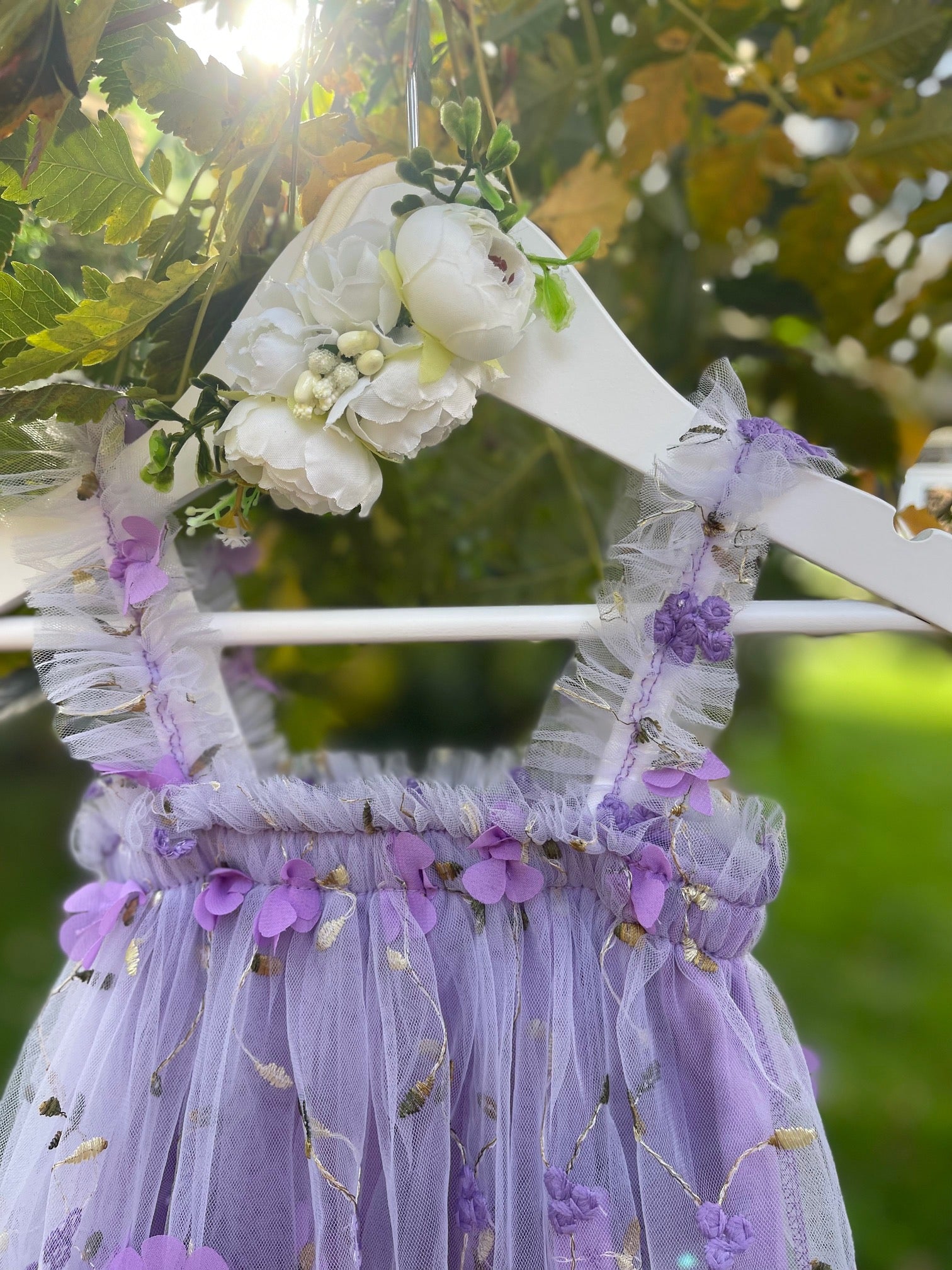 Purple flower embroidered girls' dress. Purple Tulle Dress, embroidered flowers, party dress, bridesmaid dress, flower girl dress.