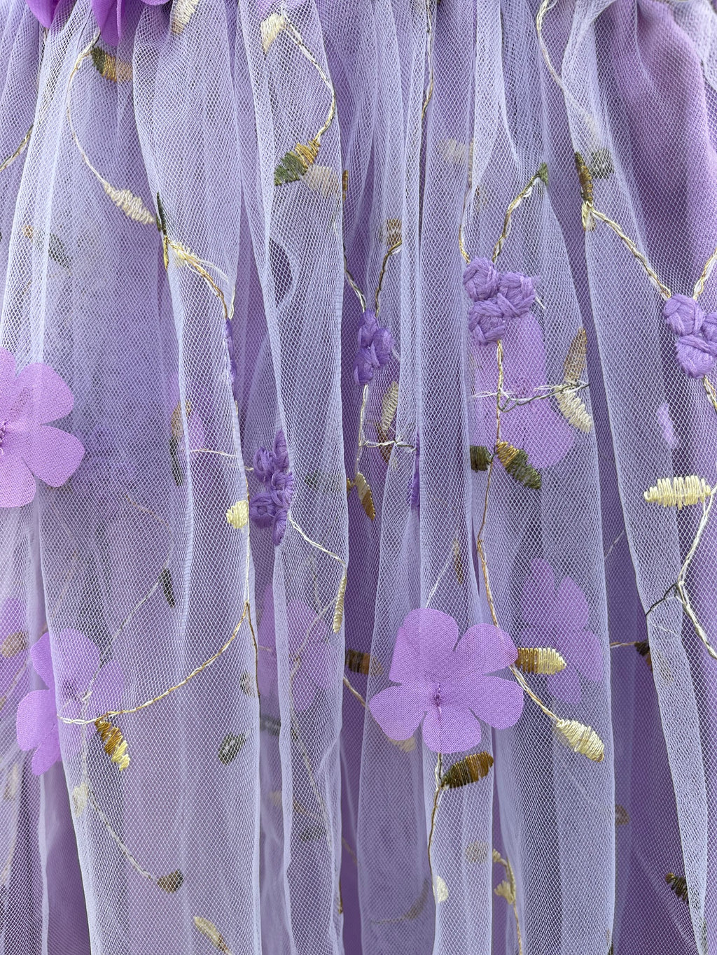 Purple flower embroidered girls' dress. Purple Tulle Dress, embroidered flowers, party dress, bridesmaid dress, flower girl dress.