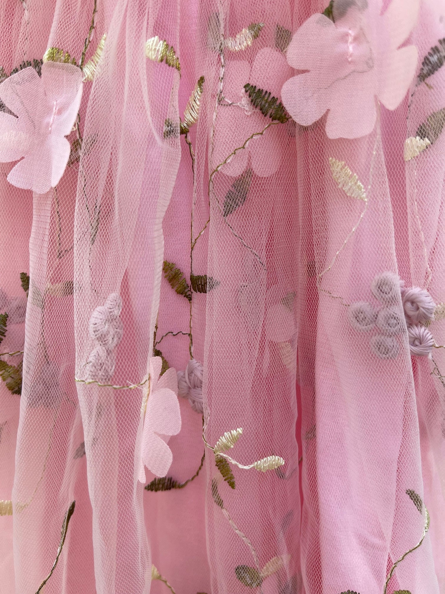 Girls 3D flower embroidered dusky pink dress. Baby Pink Tulle dress for young girls, toddlers and babies.  flower girl dress, party dress.