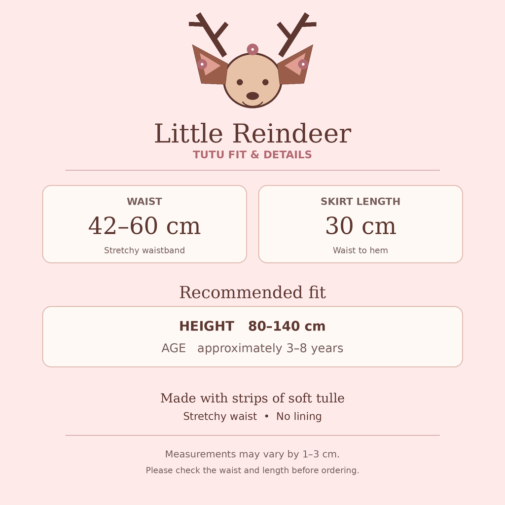 Girls’ Reindeer Tutu & Antler Headband Set | Pink Christmas Costume