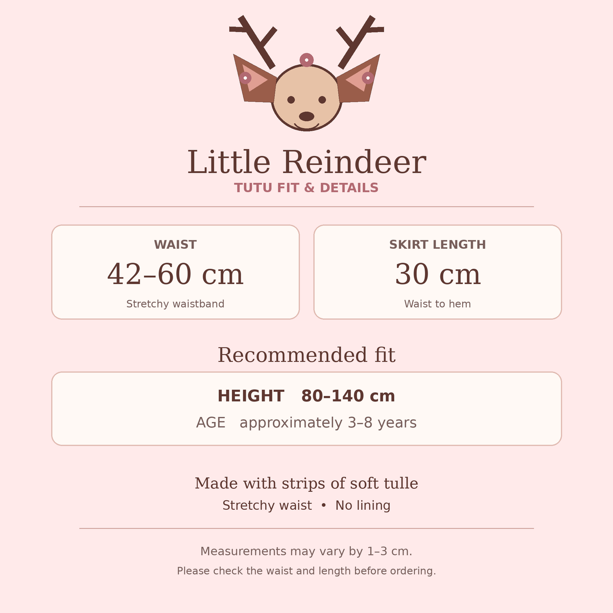 Girls’ Reindeer Tutu & Antler Headband Set | Pink Christmas Costume