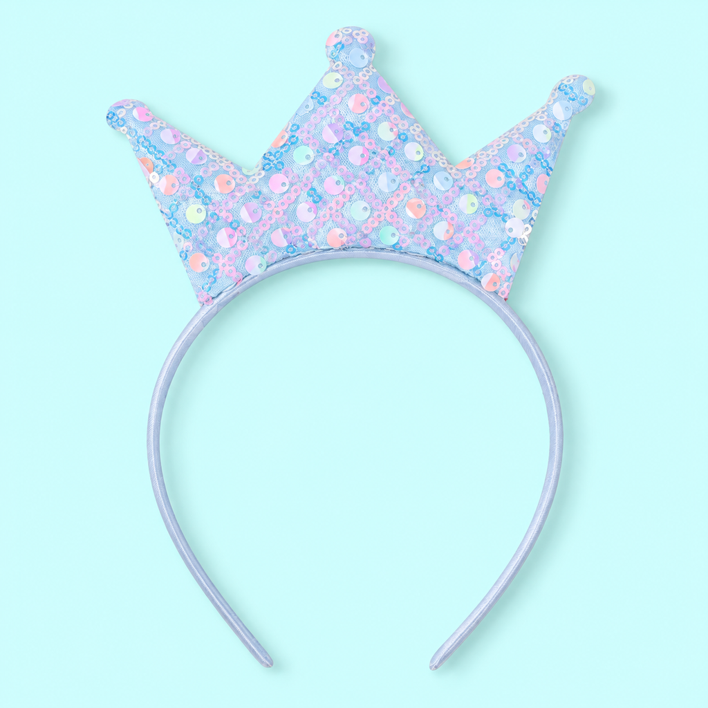 Personalised Sequin Birthday Crown Headband – 8 Colours & White Pearl Numbers
