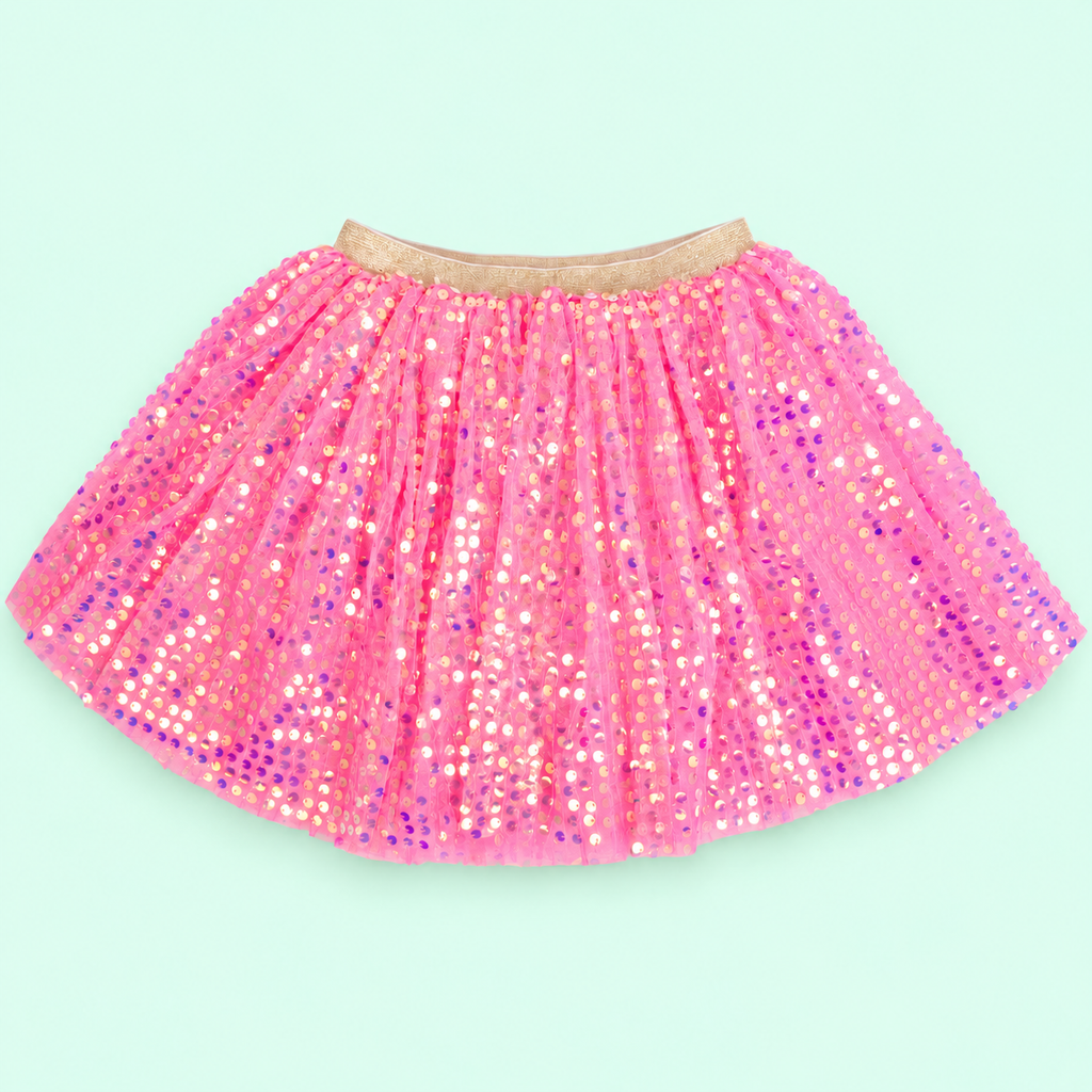 Golden Wishes Fairy Costume – Pink Sequin Skirt, Gold Wings & Wand | Ages 2–8