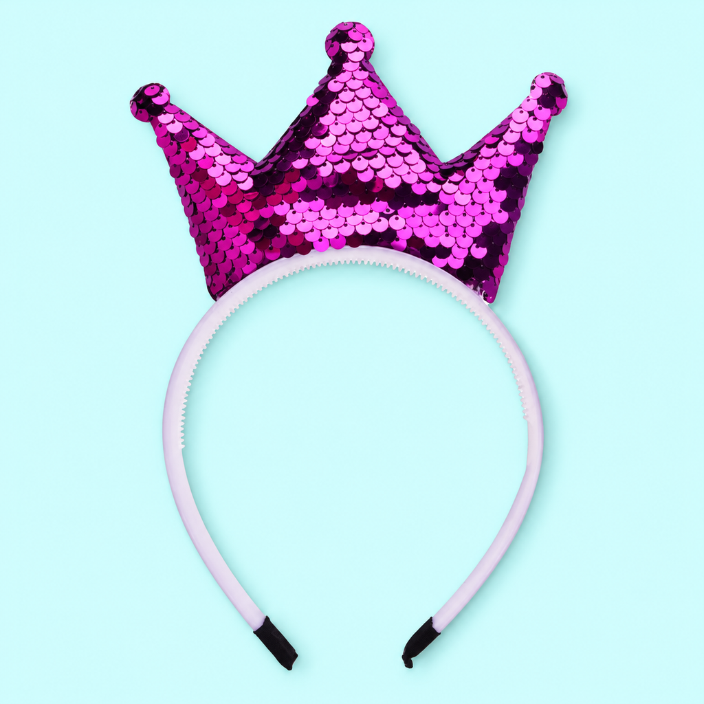 Personalised Sequin Birthday Crown Headband – 8 Colours & White Pearl Numbers