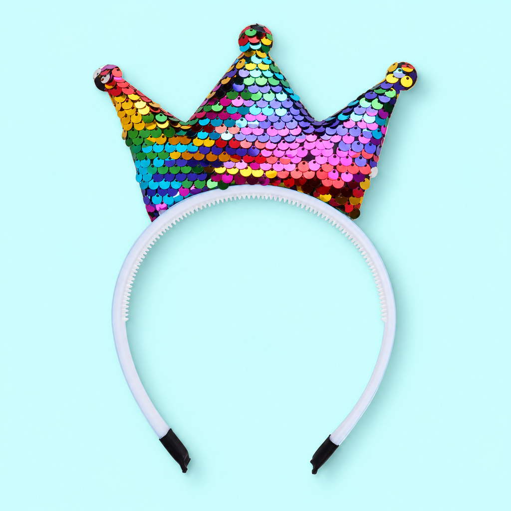 Personalised Sequin Birthday Crown Headband – 8 Colours & White Pearl Numbers