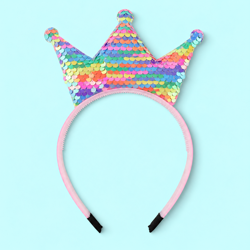 Personalised Sequin Birthday Crown Headband – 8 Colours & White Pearl Numbers