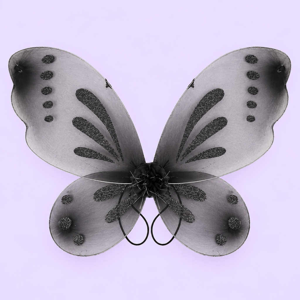 Black Butterfly Fairy Costume Set – Wings, Star Tutu, Bat Mask & Wand