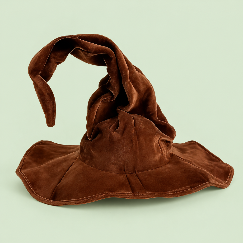 Tall Wide-Brim Velour Witch & Wizard Hat