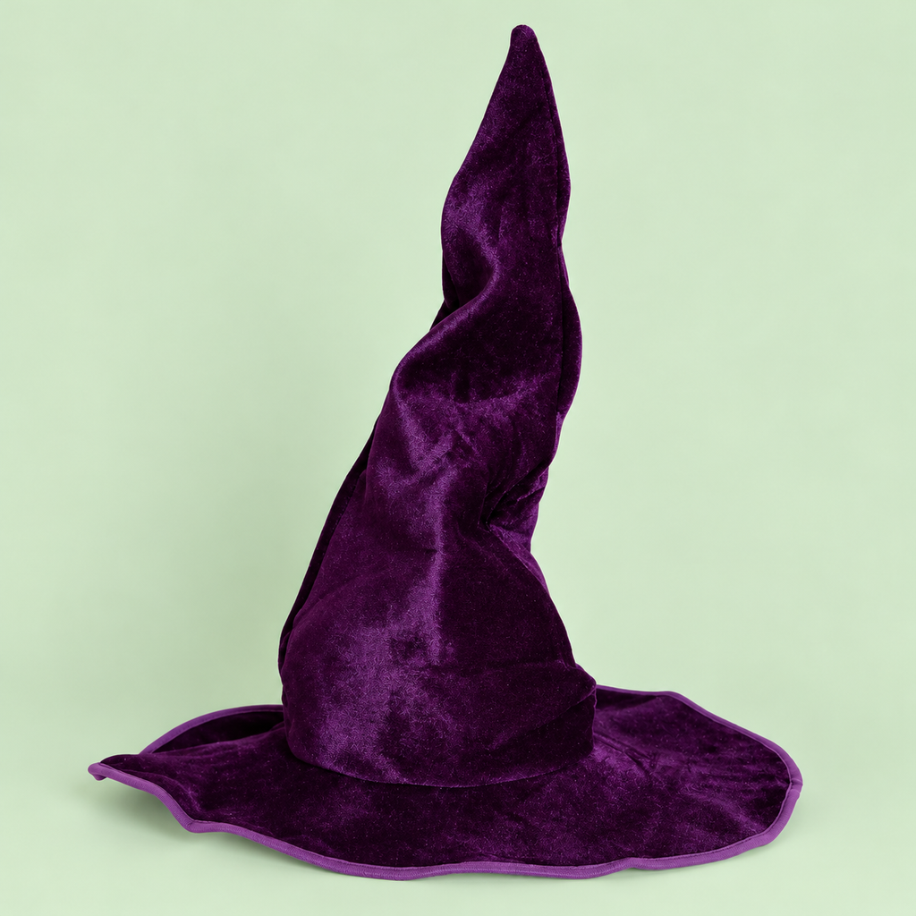 Tall Wide-Brim Velour Witch & Wizard Hat