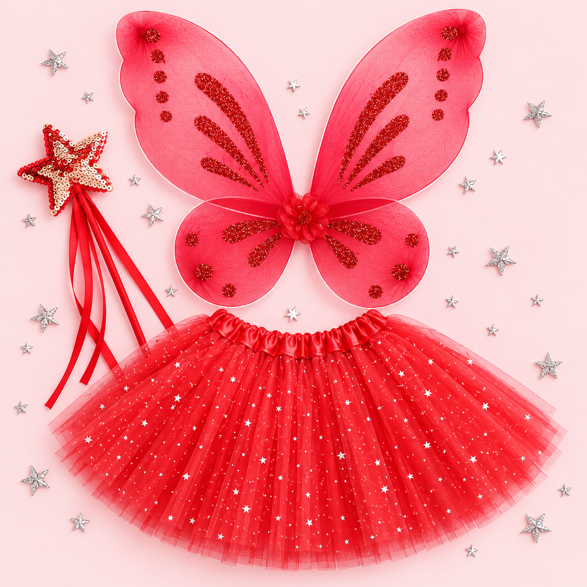 Red Butterfly Fairy Wings for Adults & Children | Optional Tutu & Wand