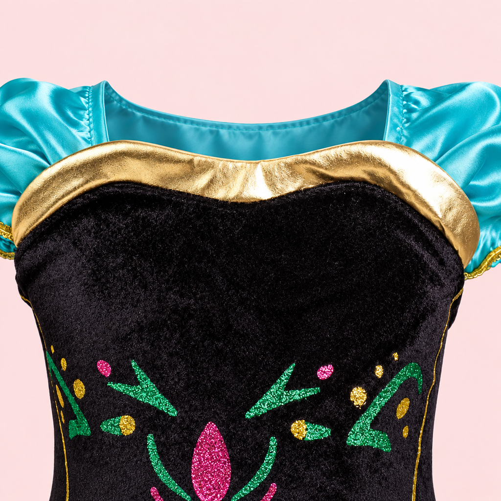 Enchanted Anna Inspired Princess Dress, Green & Black Fairytale Costume for Girls