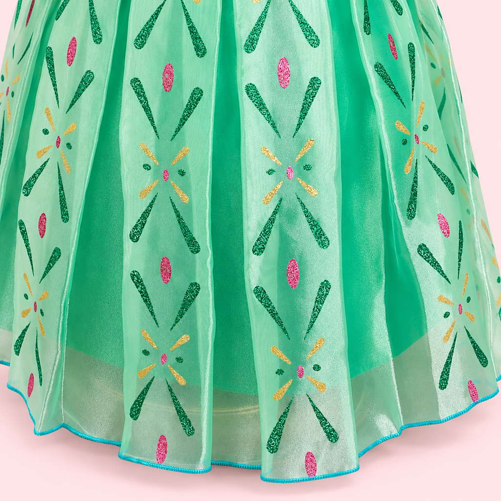 Enchanted Anna Inspired Princess Dress, Green & Black Fairytale Costume for Girls