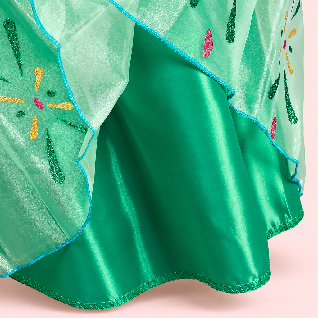 Enchanted Anna Inspired Princess Dress, Green & Black Fairytale Costume for Girls