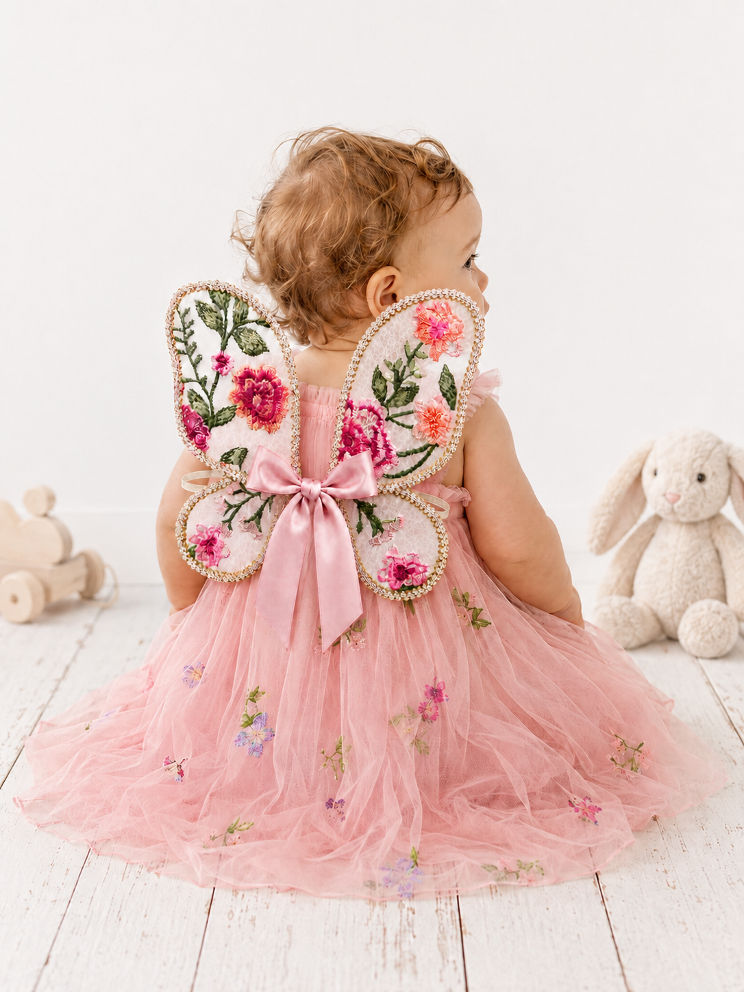 Embroidered Pink Floral Fairy Wings for Babies & Children