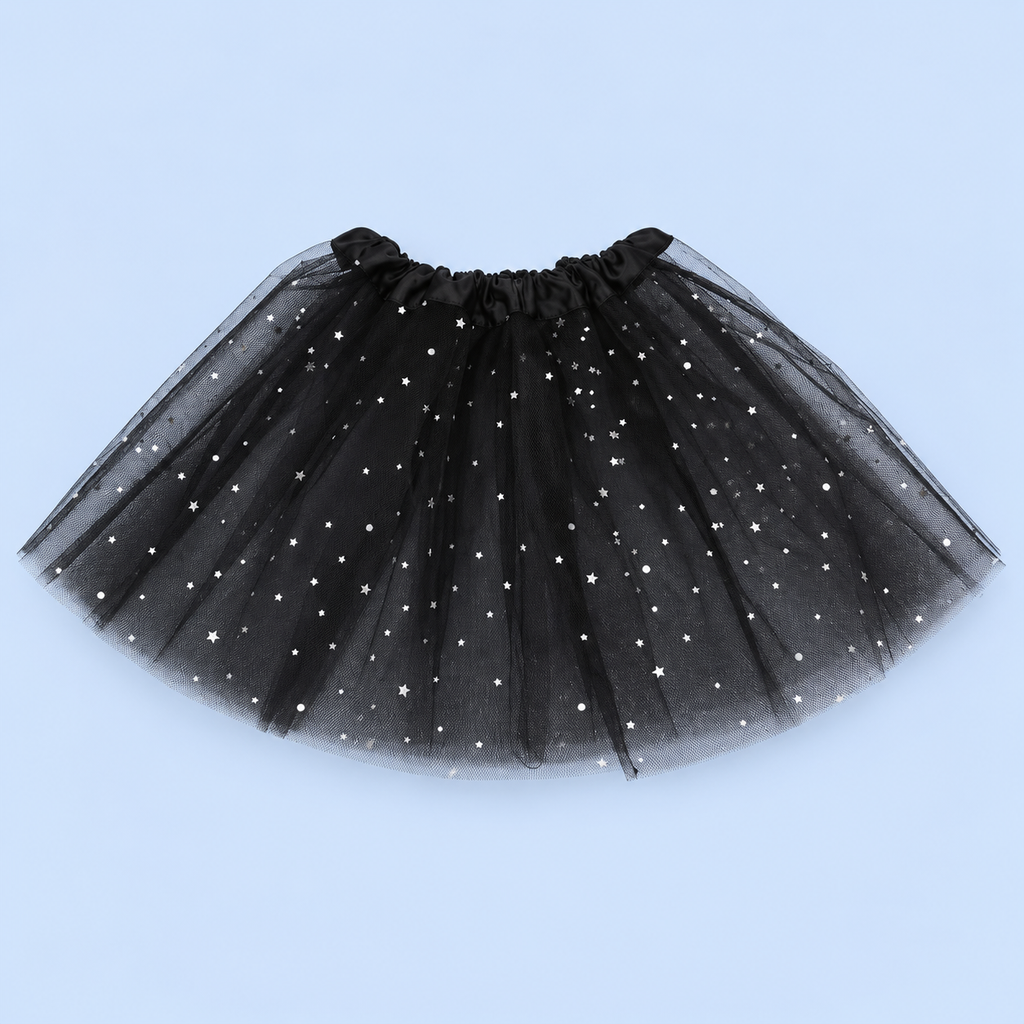 Boys and Girl’s Starry Witch and Wizard Costume Set | Black Tulle Tutu & Gold Star Cloak