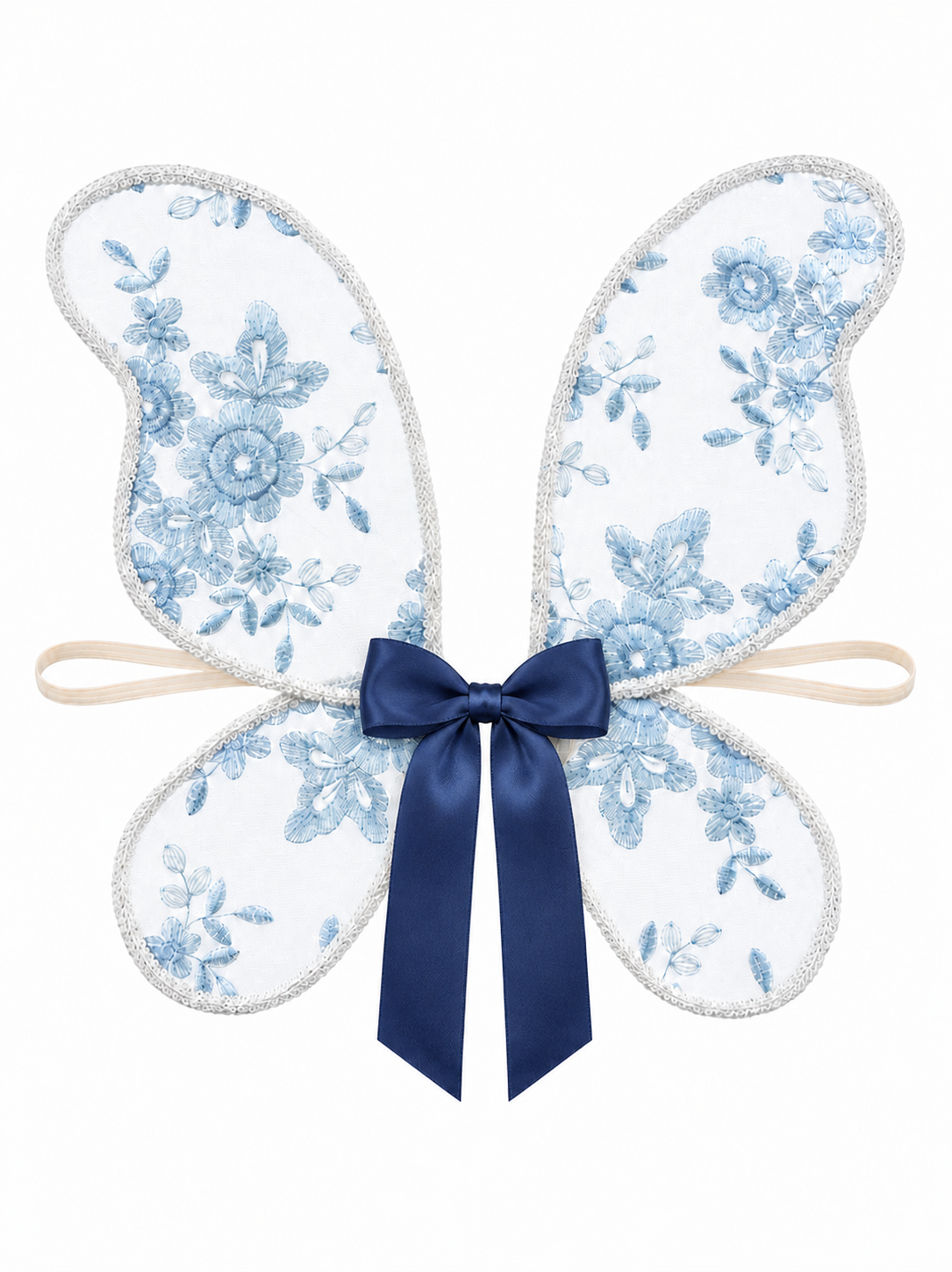 Blue Floral Embroidered Fairy Wings for Children – Handmade