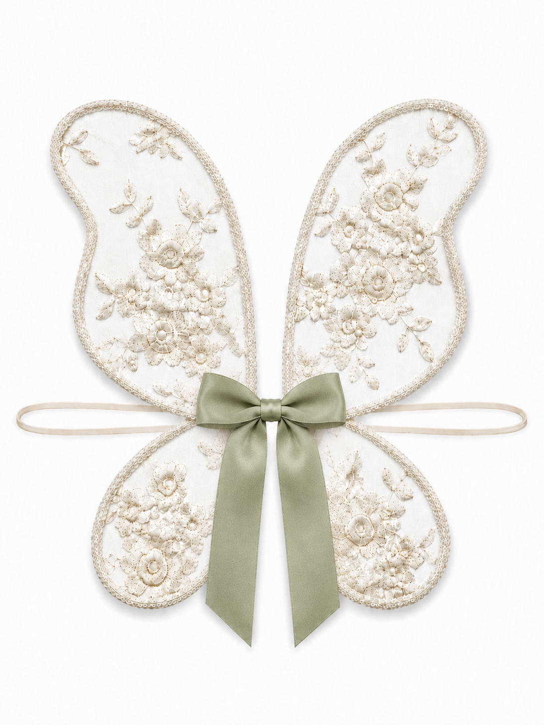 Ivory Embroidered Fairy Wings for Children – Handmade Floral Wings