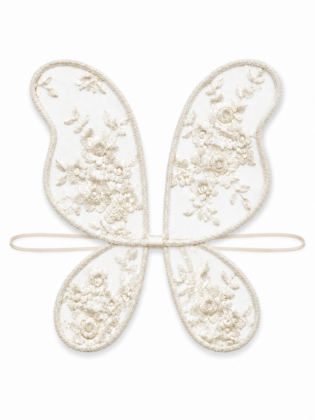 Ivory Embroidered Fairy Wings for Children – Handmade Floral Wings