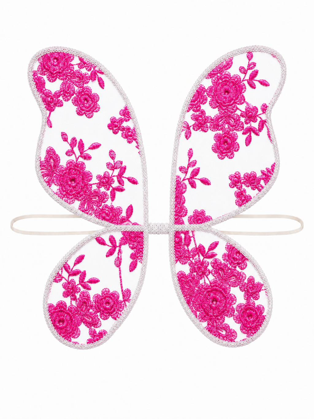 Cerise Pink Embroidered Floral Fairy Wings for Children