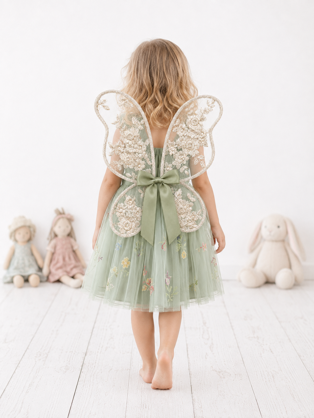 Ivory Embroidered Fairy Wings for Children – Handmade Floral Wings