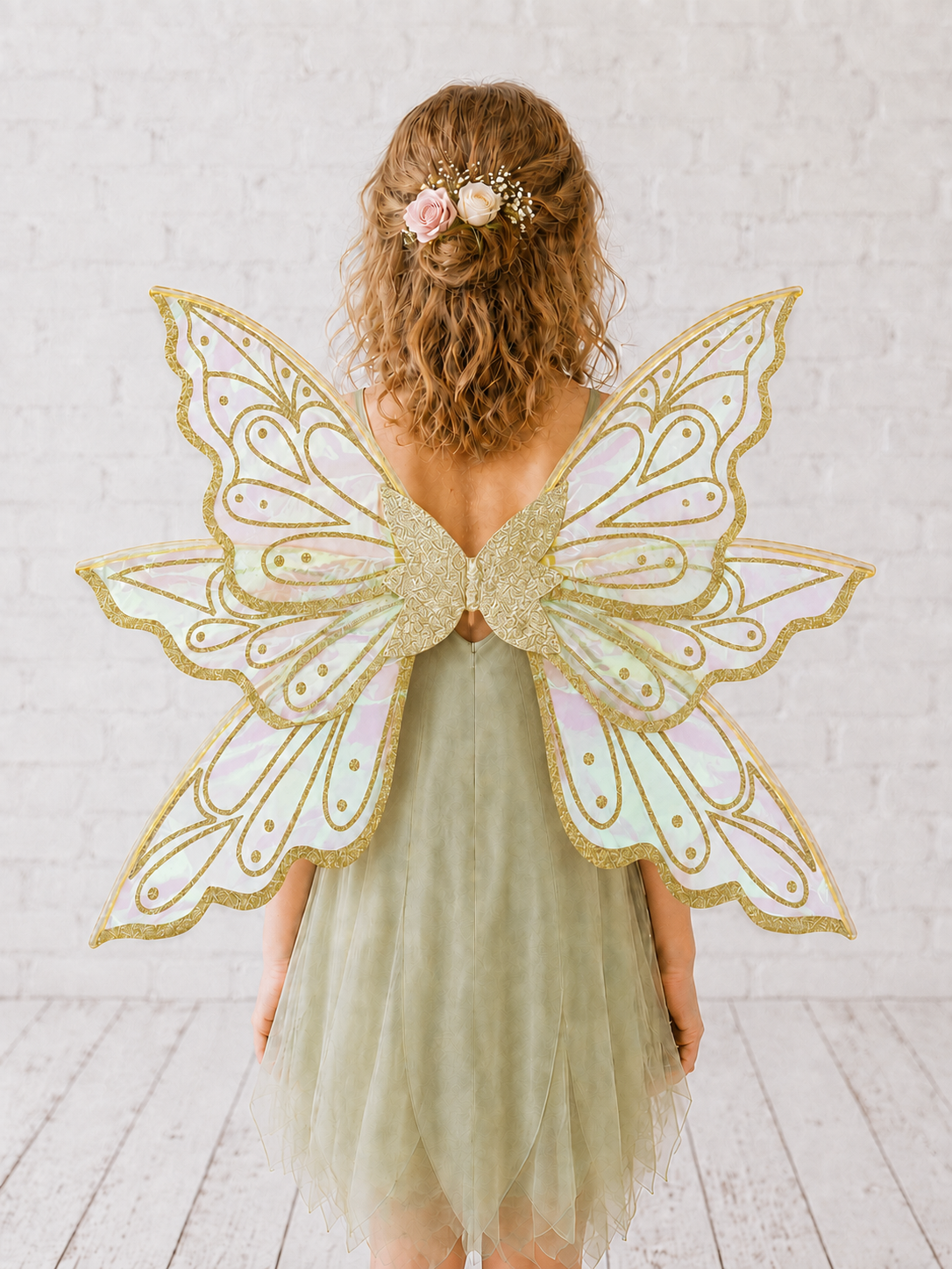 Gold Iridescent Organza Fairy Wings – All Ages, Child and Adult Costume Wings