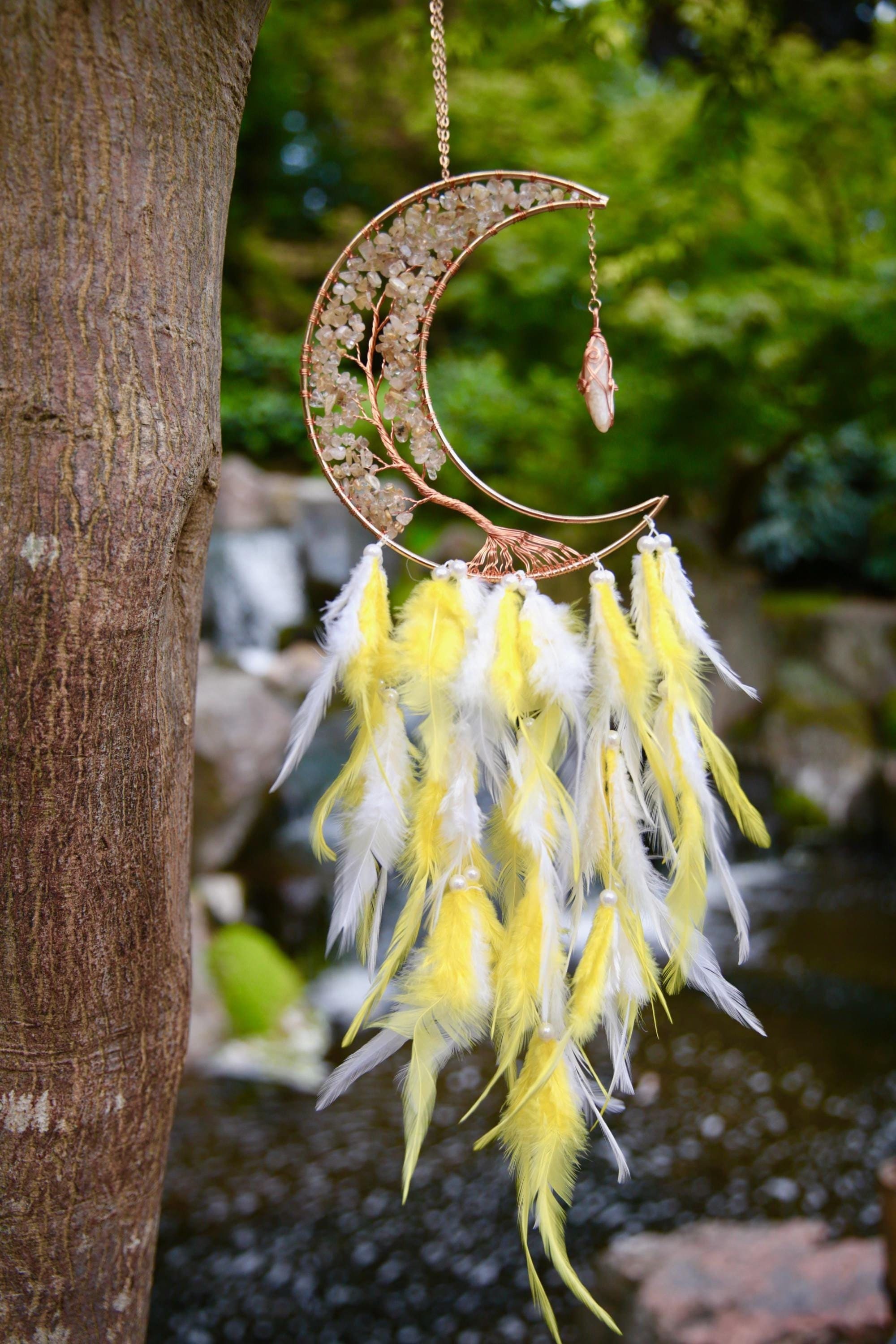 Dreamcatcher Yellow Citrine Enchanting Crystal Dreamcatcher for Sweet Dreams. Gift ideas