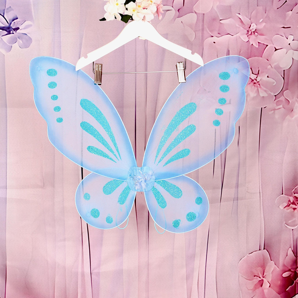 Blue Glitter Fairy Wings for Adults and Children.