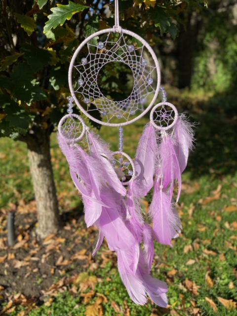 Dreamcatcher Large Purple Feather Dreamcatcher, Room decor, birthday gift, Gifts for her, Quartz Dreamcatchers. New home, nursery decoration