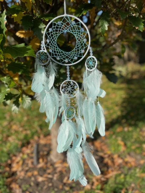 Dreamcatcher with large feathers,  Bedroom Decor, Sun catcher, Minimalist decor, Gift, Quartz Dreamcatchers, Unique gift ideas, new home