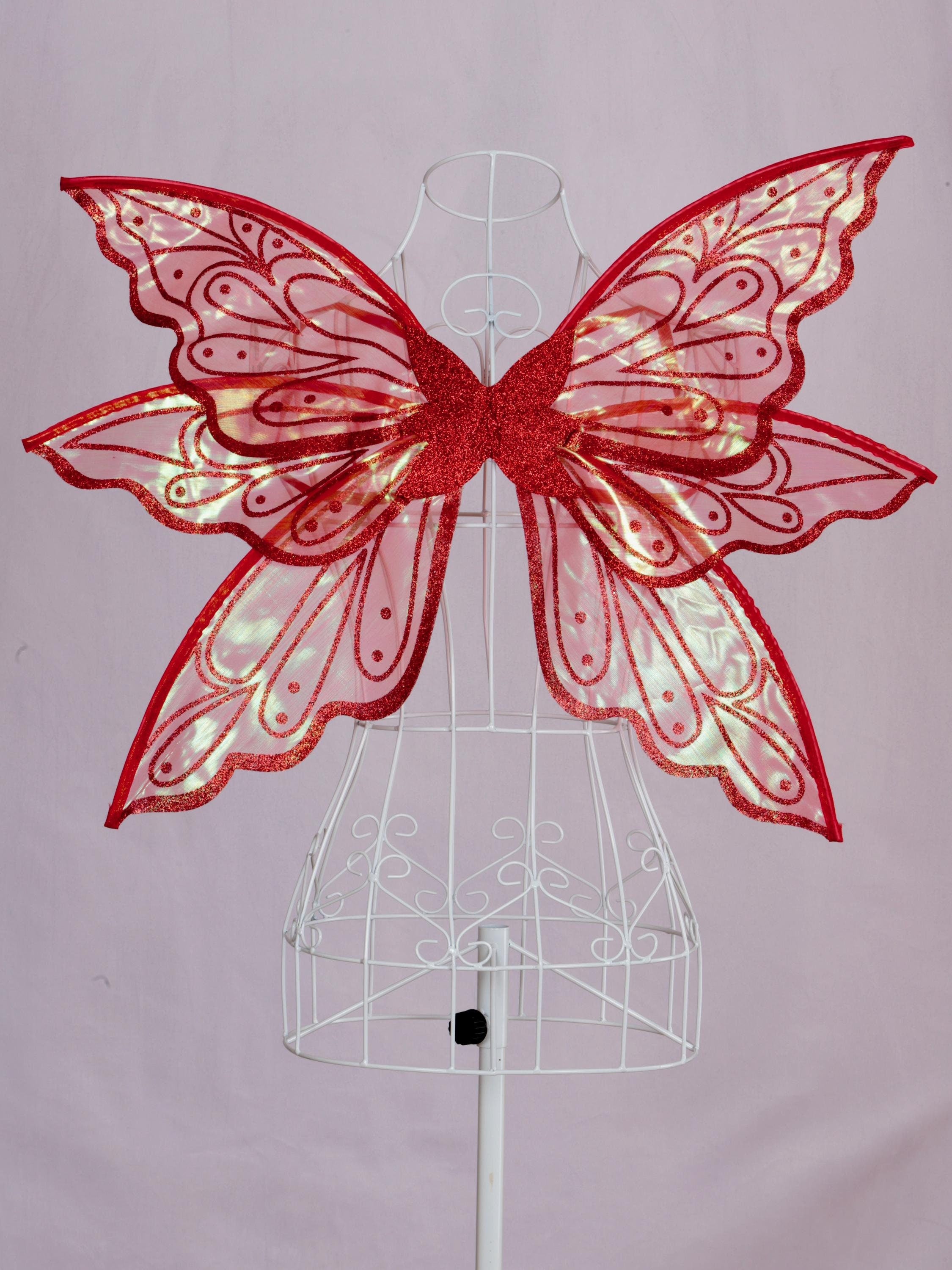 Red Fairy Wings. Red iridescent tulle fairy wings. Fairy party. Fairy core, butterfly wings, fairy cosplay, woodland parties, fairy themes