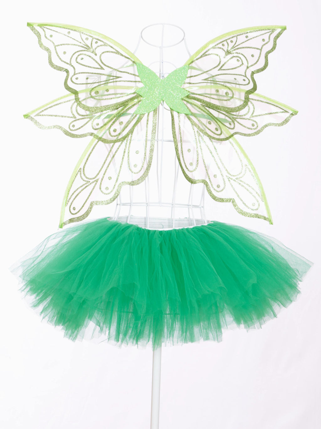 Ladies Tutu Skirts. Green tulle tutu and Green Fairy Wings.