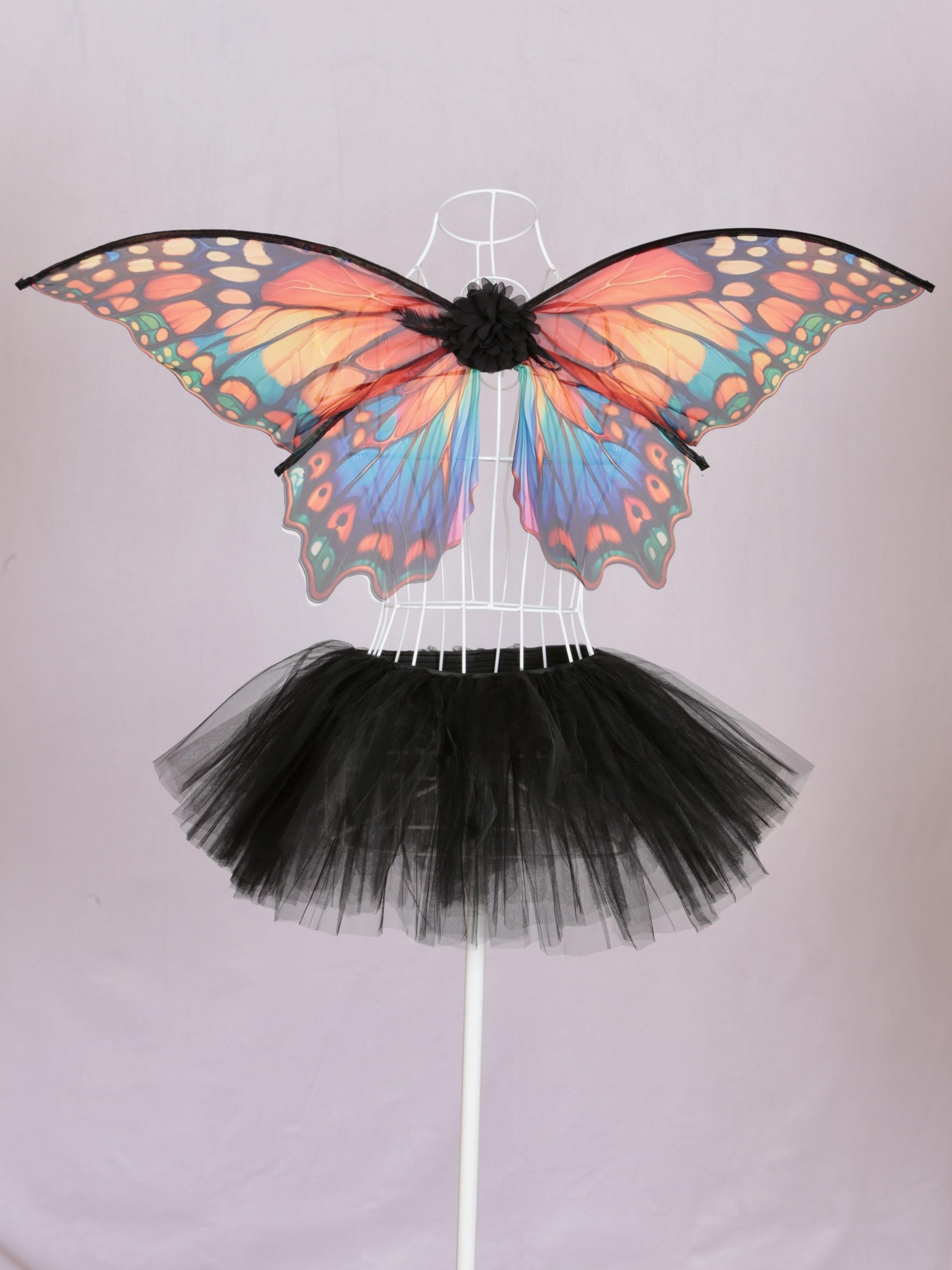 Ladies Tutu Skirts. Black tutu skirt and other colours. Girls hen night out, womens party tutu skirt. Orange and Blue Butterfly Fairy wings.