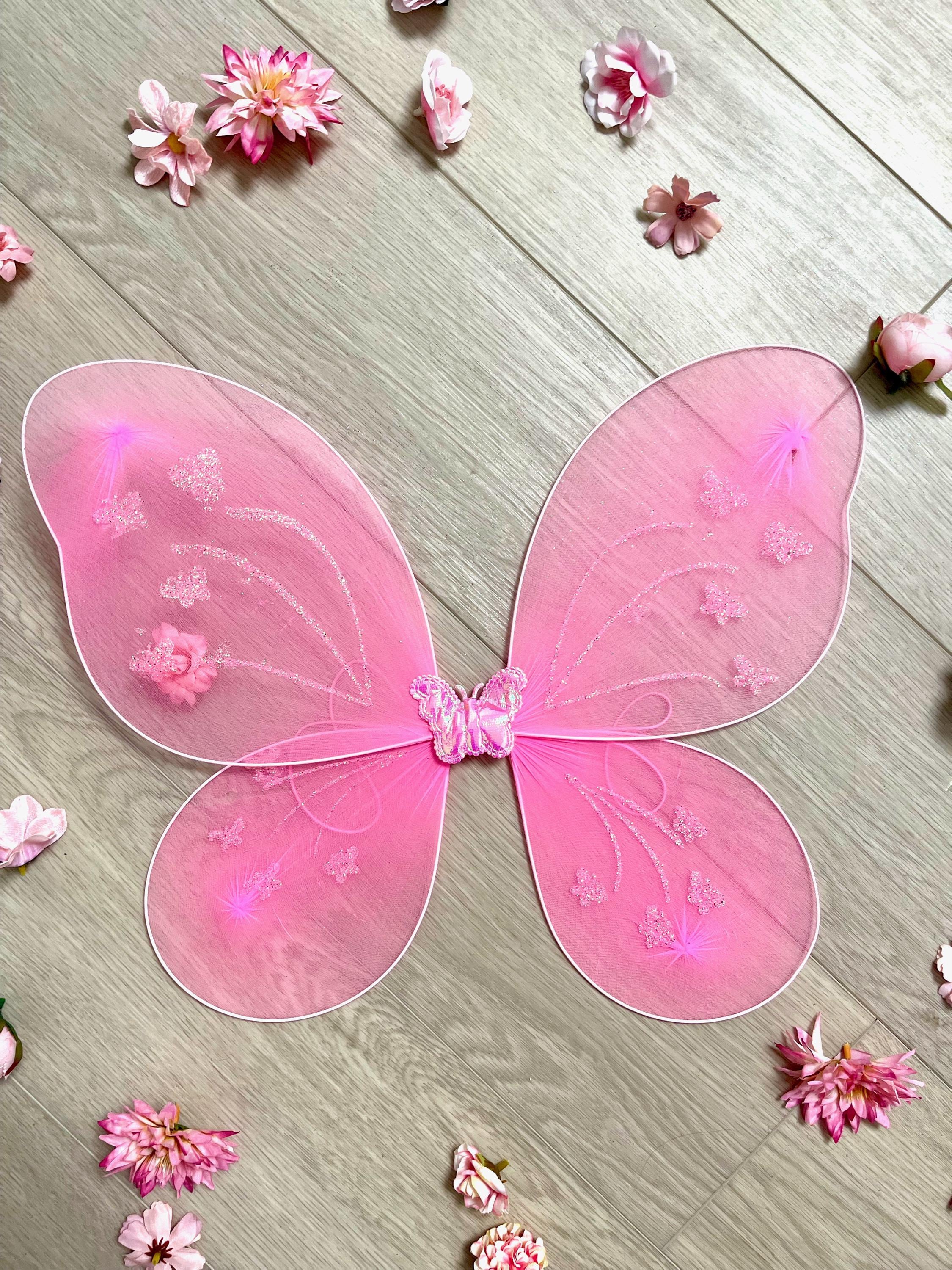 Baby pink fairy wings for children and adults. Butterfly wings. Hen nights, fairy garden parties, kids birthday parties. Carnival costume