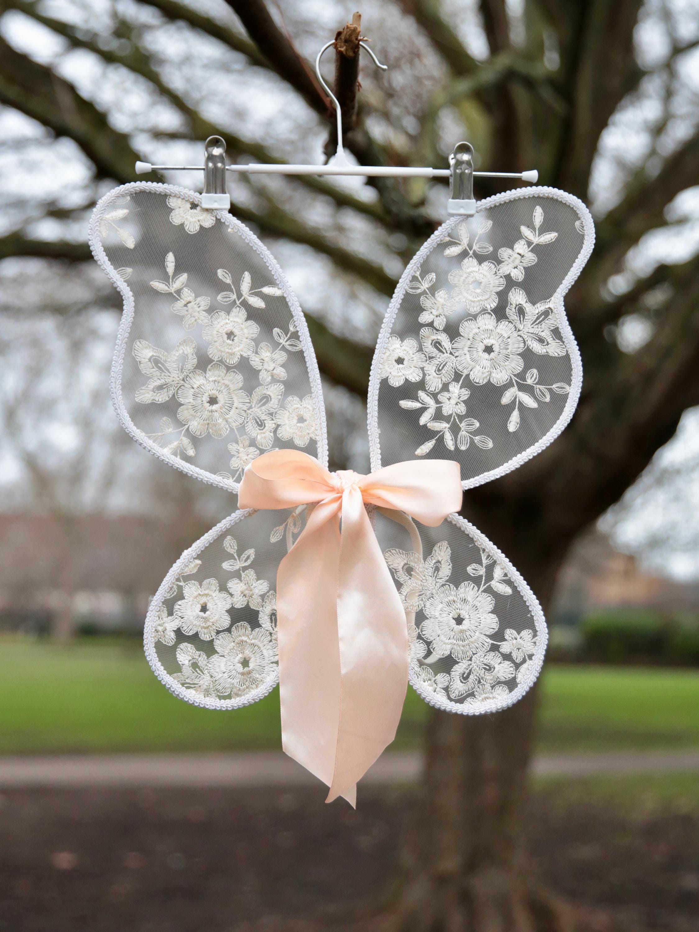 Fairy Wings. Beautiful Ivory coloured handcrafted embroidered butterfly wings for Children. Fairy dress up with an optional free satin bow.