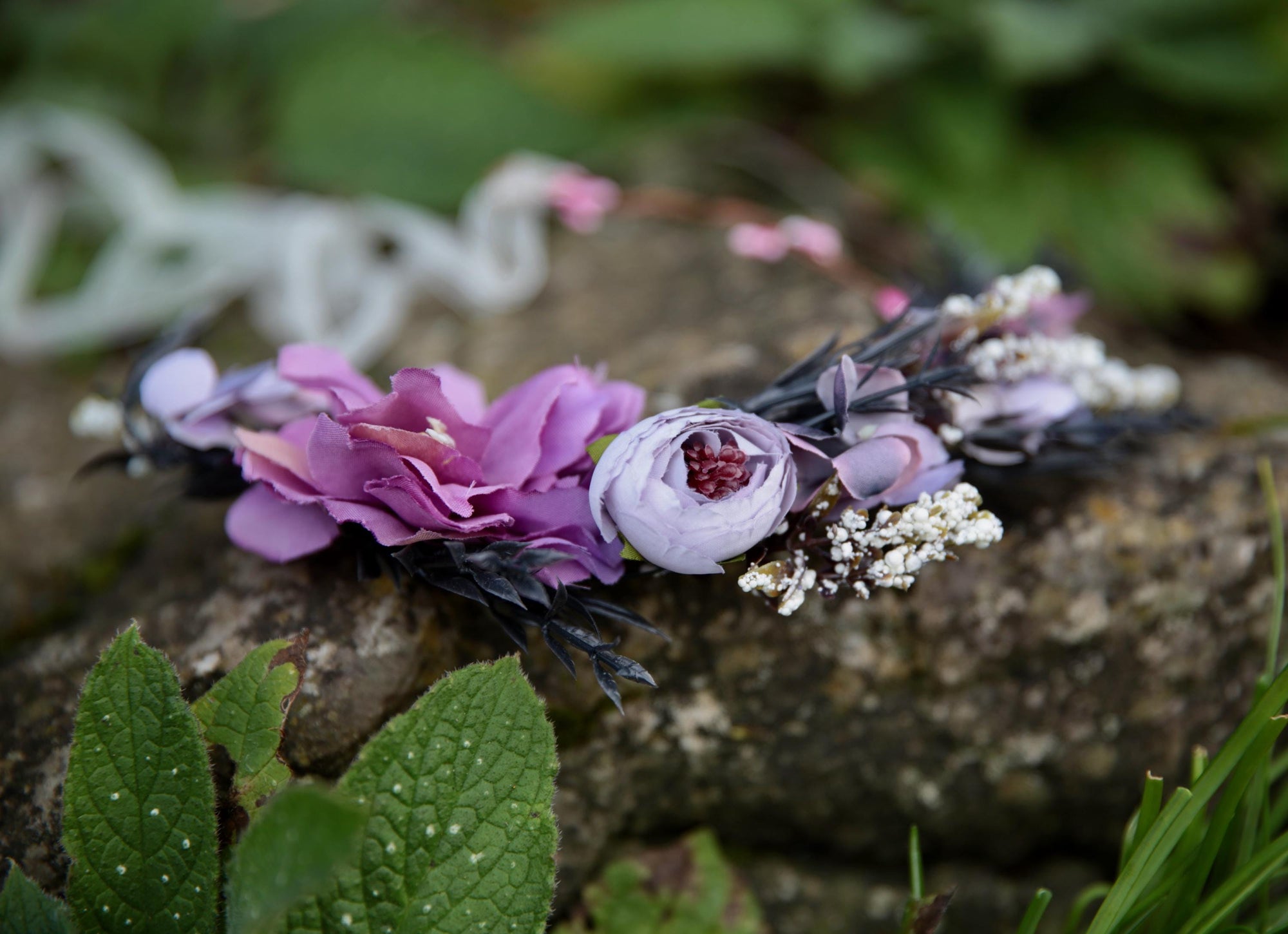 Fairy Crown, Beautiful  Elven Tiara Delicate Shades of Purple and White Flowers.  Woodland theme, fairy wedding, bridesmaid headdress
