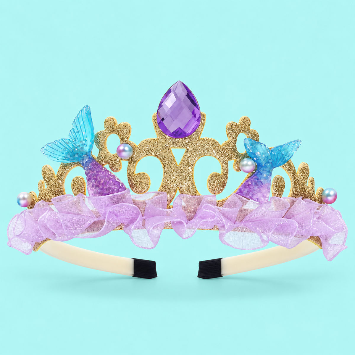 Girls’ Iridescent Mermaid Dress | Purple & Teal Costume with Optional Crown and Bag