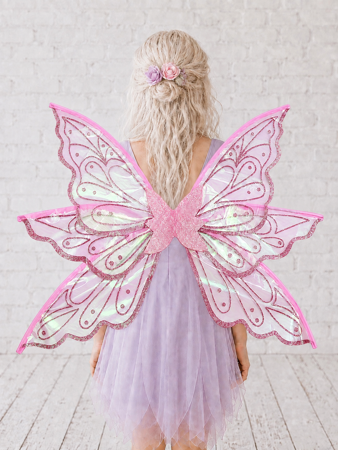 Pink Iridescent Organza Fairy Wings – Glitter Butterfly Costume Wings for all Ages