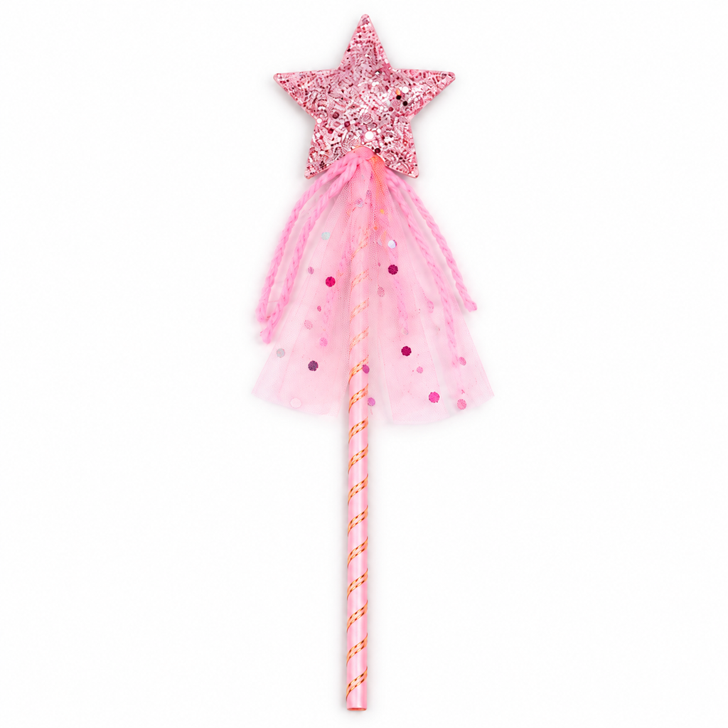 Girls’ Pastel Fairy Wings, Pink Star Tutu & Wand, Butterfly Fairy Dress-Up Set