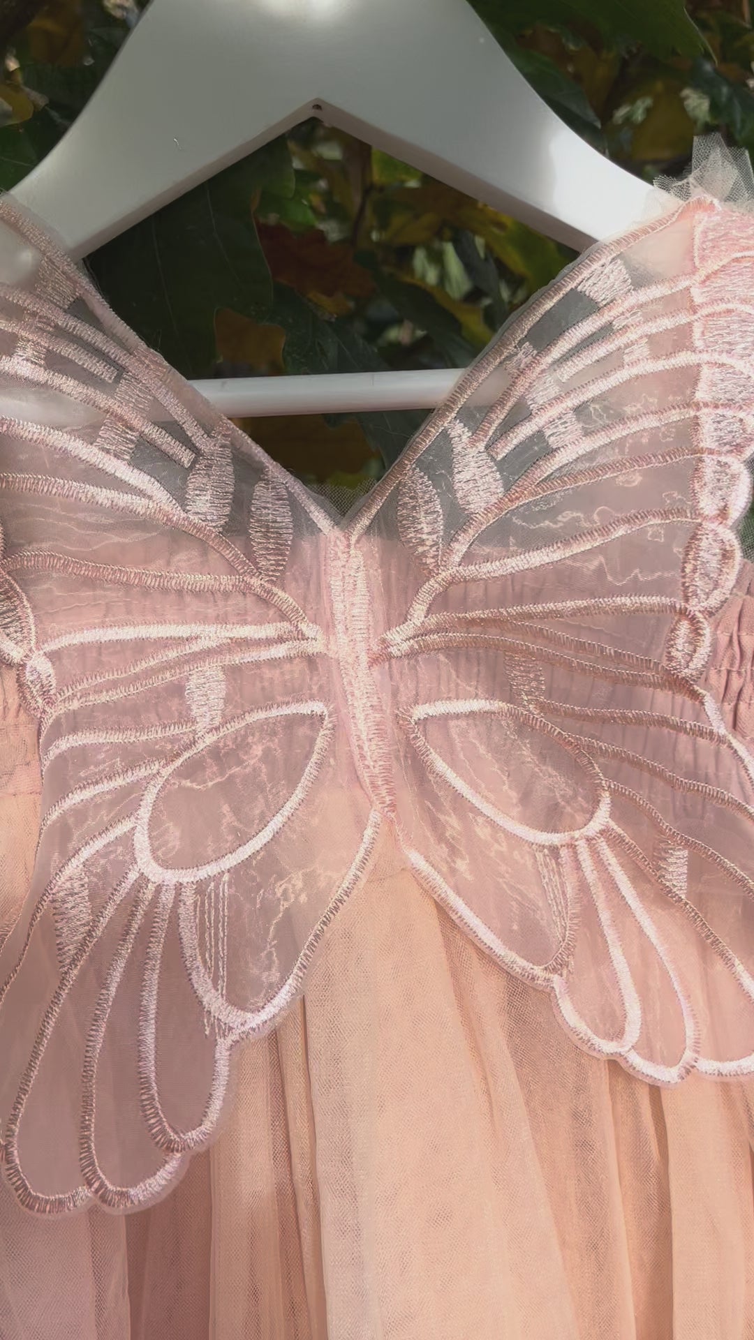 Fairy wing dress in Champagne pink colour Tulle Dress with Butterfly wings on the back, party dress, bridesmaid dress, flower girl dress.