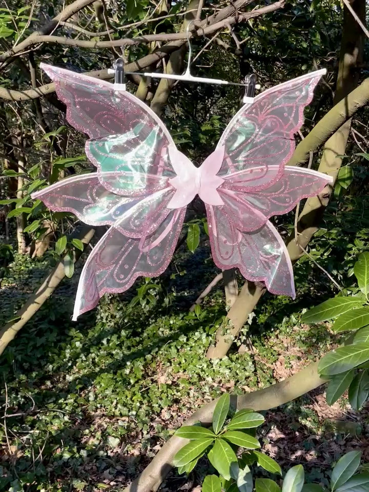 Pink Fairy Wings Pink Iridescent  for Adults and Children | Perfect for Fairy Dress-Up & Cosplay and Valentine Day costume.  Butterfly wings
