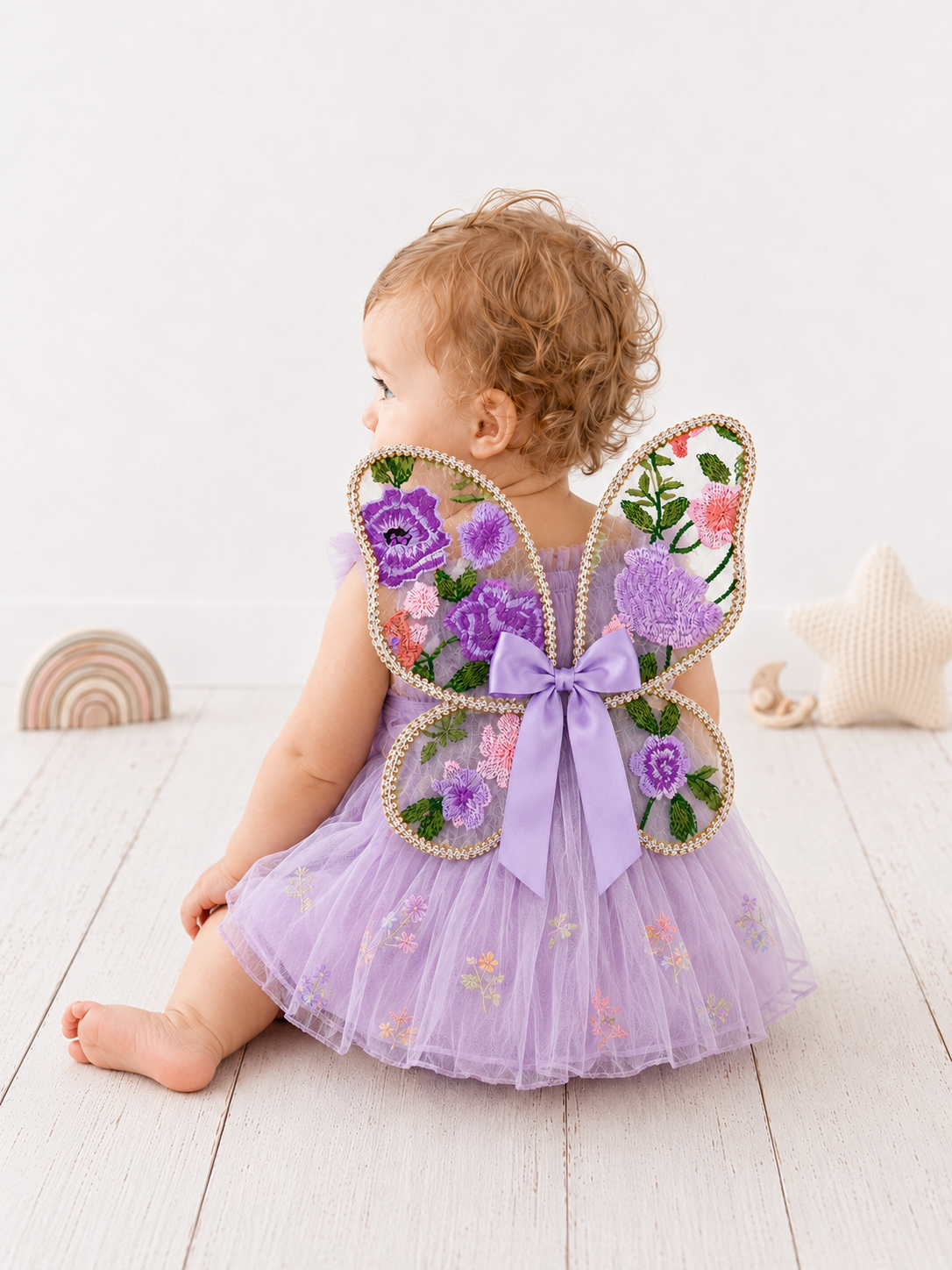 Handmade Lilac and Purple Embroidered Baby Fairy Wings – 6–18 Months