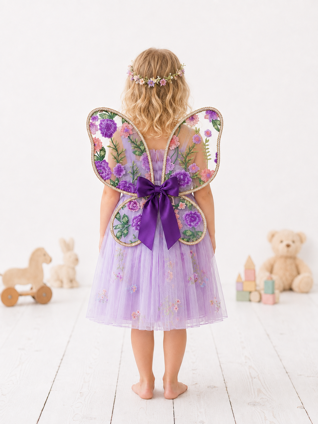 Handmade Lilac and Purple Embroidered Child Fairy Wings – 18 Months–8 Years