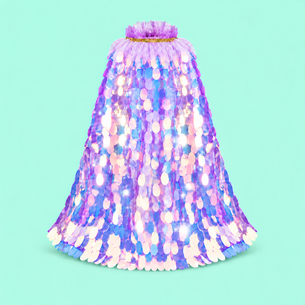 Girls’ Purple Sequin Cloak,  Fairy Cape with Optional Purple Wand & Pink Tutu