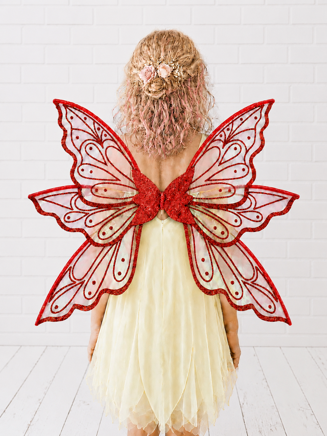Red Iridescent Organza Fairy Wings for  All Ages