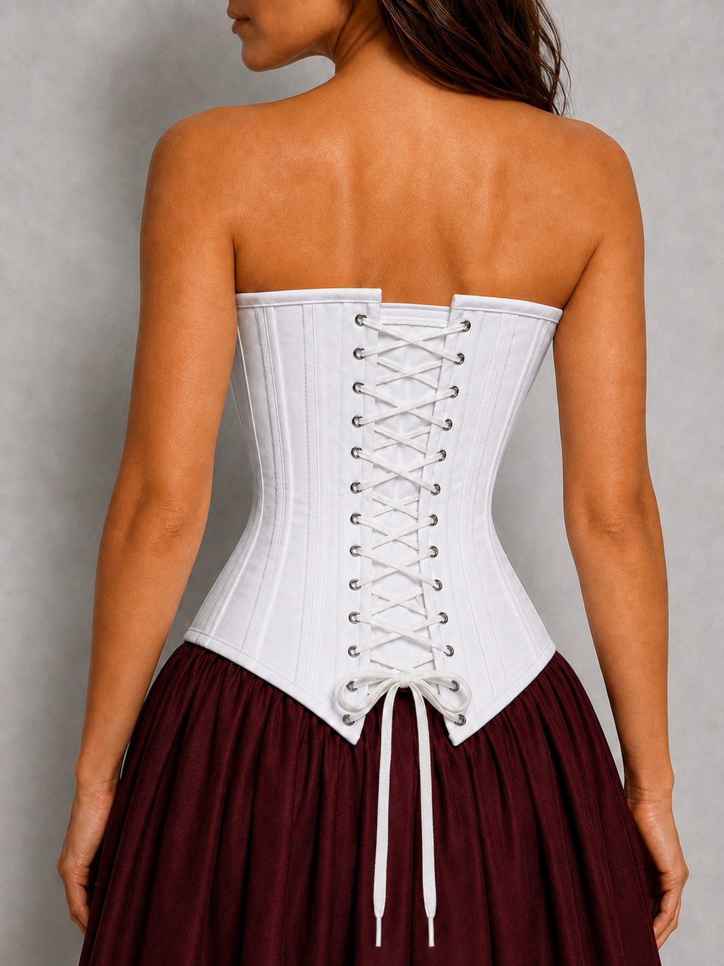 White Cotton Bridal Corset, Steel Boned Overbust Corset, Lace Up Wedding Corset, Waist Training and Everyday Shapewear