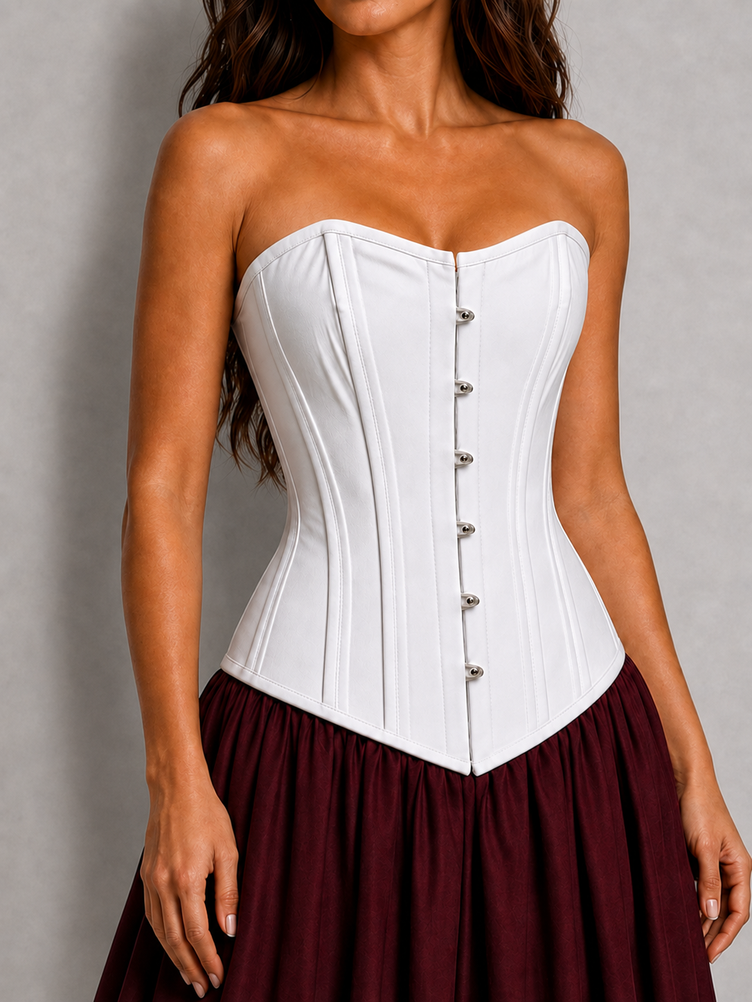 White Cotton Bridal Corset, Steel Boned Overbust Corset, Lace Up Wedding Corset, Waist Training and Everyday Shapewear